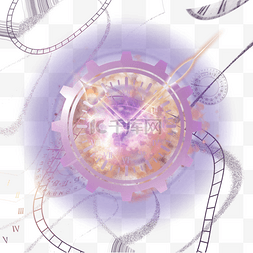 紫红色雏菊图片_紫红色发光钟表光效抽象时间