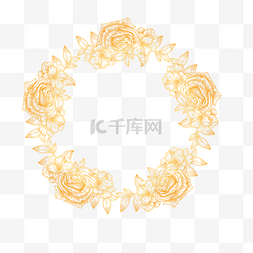 金线花卉婚礼圆形花边金色边框