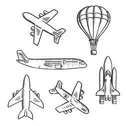 航空货机图片_航空运输草图与喷气式飞机、货机