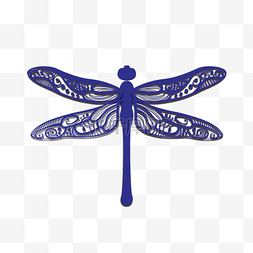 蓝色蝴蝶剪纸图片_蓝色蜻蜓剪纸艺术