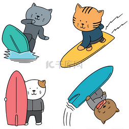 向量集的猫冲浪