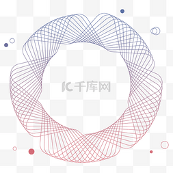 国潮边框图片_紫色红色渐变圈环曲线科技风简约