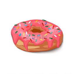 糖衣图片_甜甜圈的粉红色糖衣和多彩色的粉