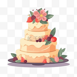 生日蛋糕卡通插画图片_手绘卡通生日蛋糕甜点结婚婚礼