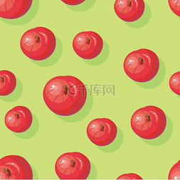 苹果的无缝图案平面样式矢量一组