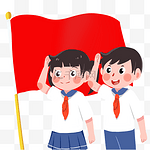 学生少先队童心向党国旗升旗