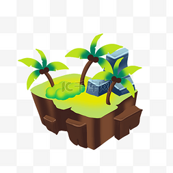 游戏浮岛图片_游戏岛屿椰树场景