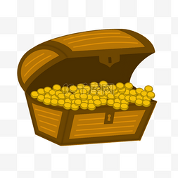 黄棕色装满金币侧面的宝箱剪贴画