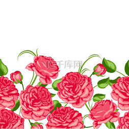 玫瑰与花朵图片_与红玫瑰的无缝模式。
