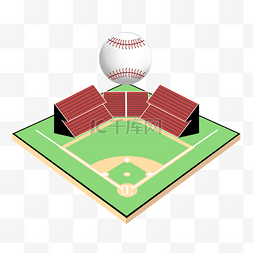 卡通创意悬浮的棒球棒球场剪贴画