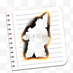 火焰燃烧白色撕纸笔记本纸