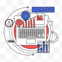 金融商务互联网图片_线描互联网数字营销SEO数据分析