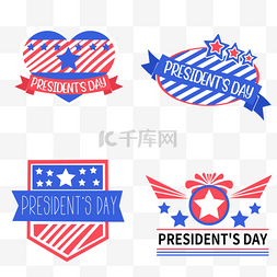 爱心翅膀图案组合美国总统日标签