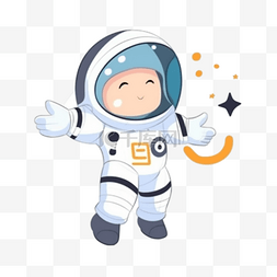 儿童宇航员插画图片_卡通手绘可爱儿童宇航员