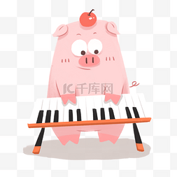 粉色可爱动物音乐家