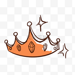 橙色简约线稿宝石皇冠