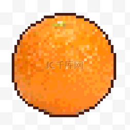 像素水果圆形黄色橙子