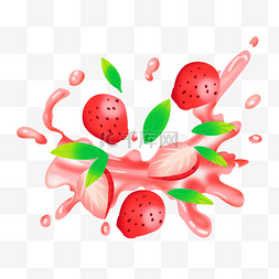 草莓草莓汁图片_草莓水果汁喷溅