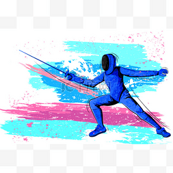 卡通击剑运动员图片_玩击剑运动员的概念