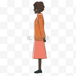 橙色衣服卡通女士人物剪贴画