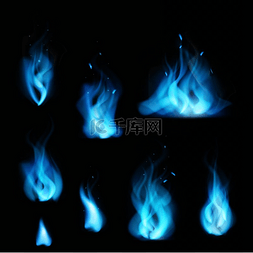激烈火焰图片_蓝色火焰。