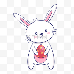 抱着红色彩蛋的复活节卡通可爱兔