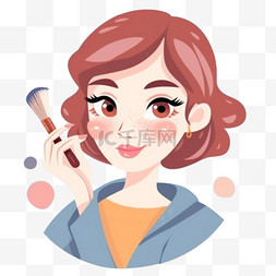 卡通化妆插画图片_卡通手绘化妆女孩