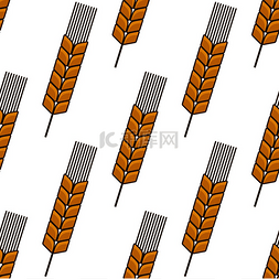 小麦穗背景图片_复古程式化农业无缝模式与白色背