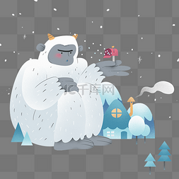 卡通巨人怪物图片_节气大雪二十四节气雪怪降雪