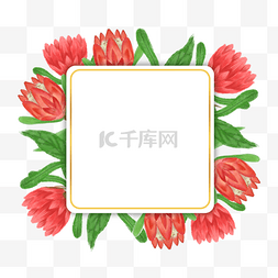 绿色写字框图片_普罗蒂亚花卉水彩正方形边框