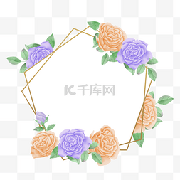 紫色花卉边框图片_水彩玫瑰花卉边框叶子