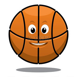 弹跳圆框图片_卡通弹跳快乐的棕色篮球，下面有