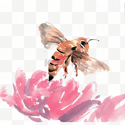 采蜜图片图片_采蜜的蜜蜂水墨