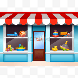 顶部蓝色图片_商店橱窗里的玩具