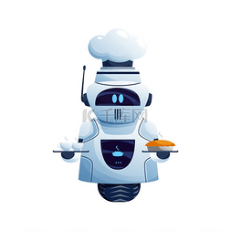 机器人厨师图片_机器人与厨师杯隔离厨师与盘子里