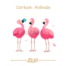 粉红色火烈鸟图片_ 卡通系列卡通动物︰ 粉红色的火
