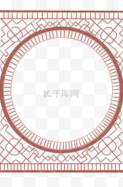 典雅中国风图片_中国古风雕花圆形门窗边框中式中