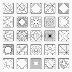 手绘风格装饰图案图片_组的几何元素 / 图标，方形图案