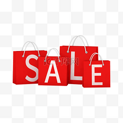 购物购物袋图片_红色3D购物袋SALE包装袋C4D立体电商