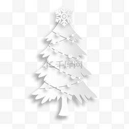 可爱白色剪纸圣诞树装饰画