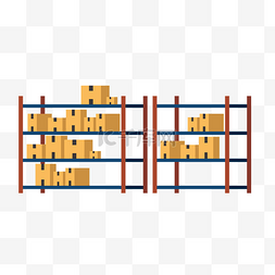 仓储货架图片_矢量扁平货架货物