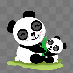 亲子动物熊猫