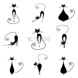 猫咪爪子图标图片_黑猫剪影系列
