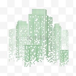 形状抽象元素图片_绿色抽象色块组合城市建筑