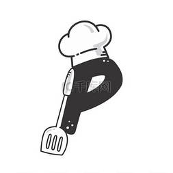 字母开头的厨师帽带有抹刀餐厅主