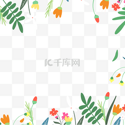 绿色春季背景图片_七彩小花春季花卉边框