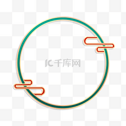 祥云浮雕绿色图片_端午节端午立体金边浮雕祥云边框