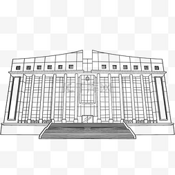 法院psd图片_线描人民法院大楼建筑