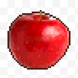 像素风格苹果图片_像素水果红色美味苹果