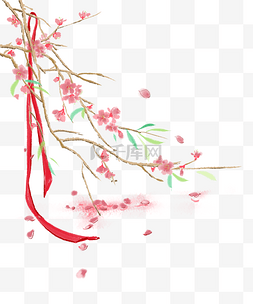 樱花花瓣插画图片_春季春天鲜花花朵花瓣吊饰挂牌吊